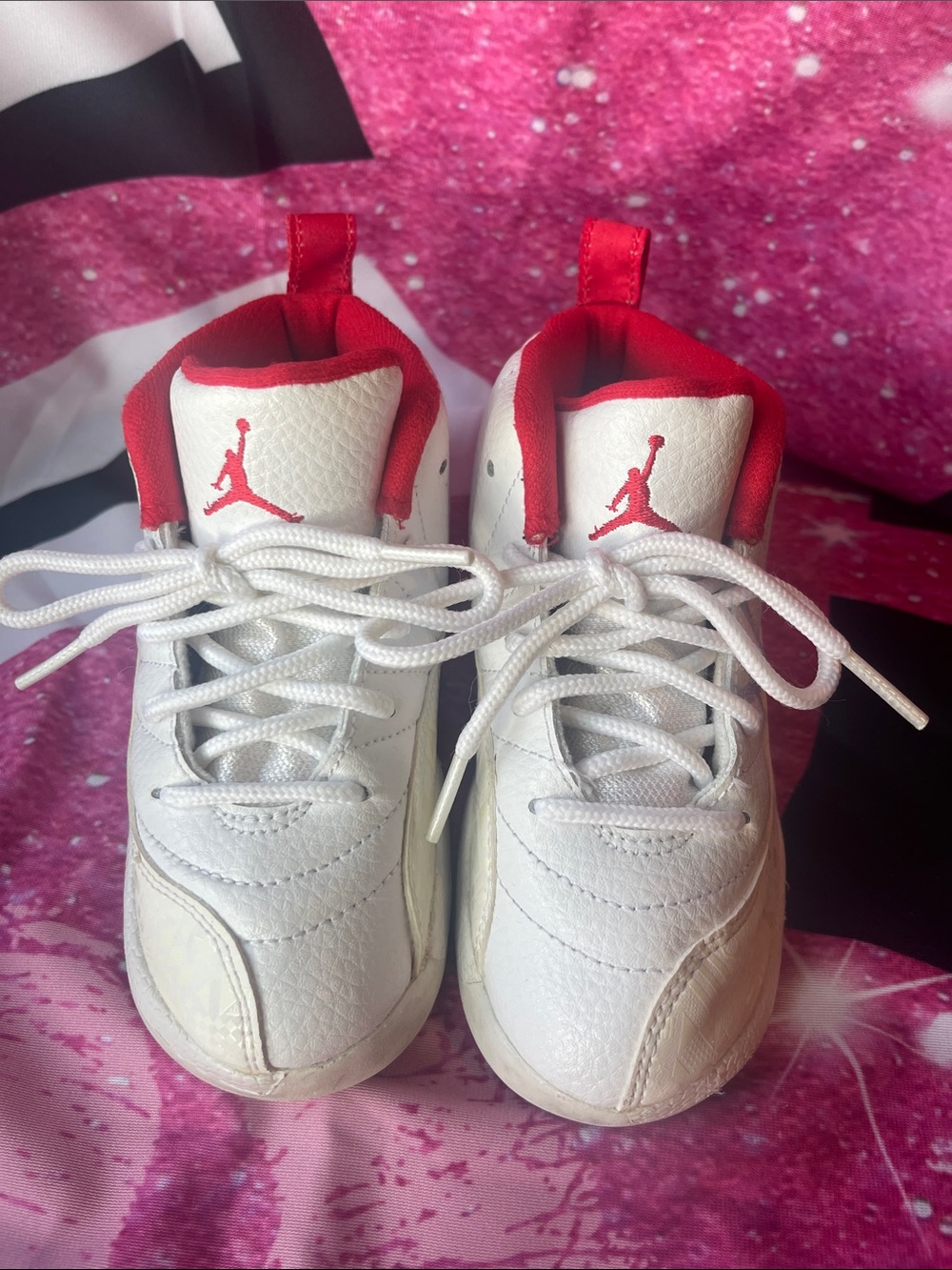 Jordan Kids White and Red High-Top Sneakers